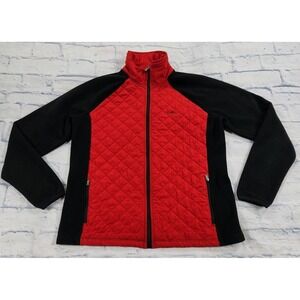 Lauren Ralph Lauren Active Fleece Jacket WOMENS SIZE L Red Black Quilted L-RL